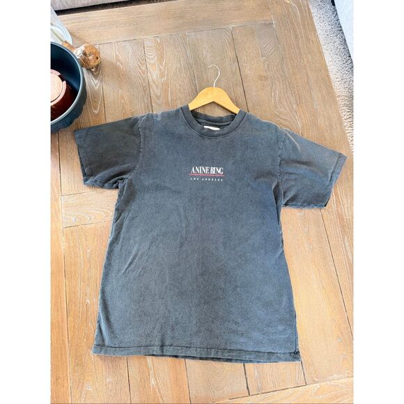 Anine Bing Limited Edition Lili Link Tee in Washed Black Size Medium - Picture 8 of 10